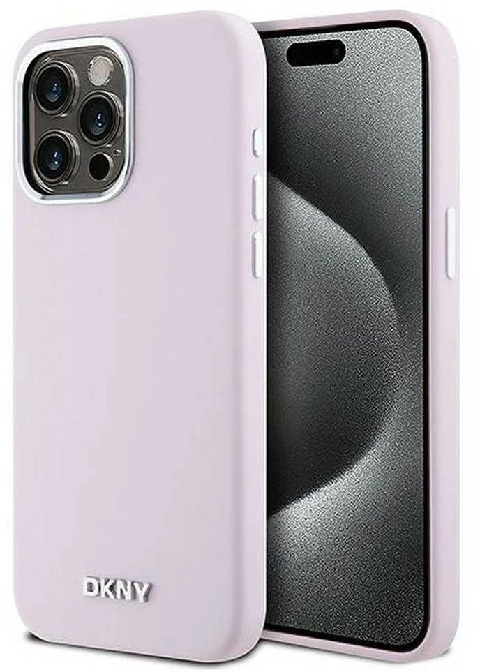 DKNY DKHMP14XSMCHLP Apple iPhone 14 Pro Max 6.7″ rožinės spalvos kietas dėklas Liquid Silicone Small Metal Logo MagSafe
