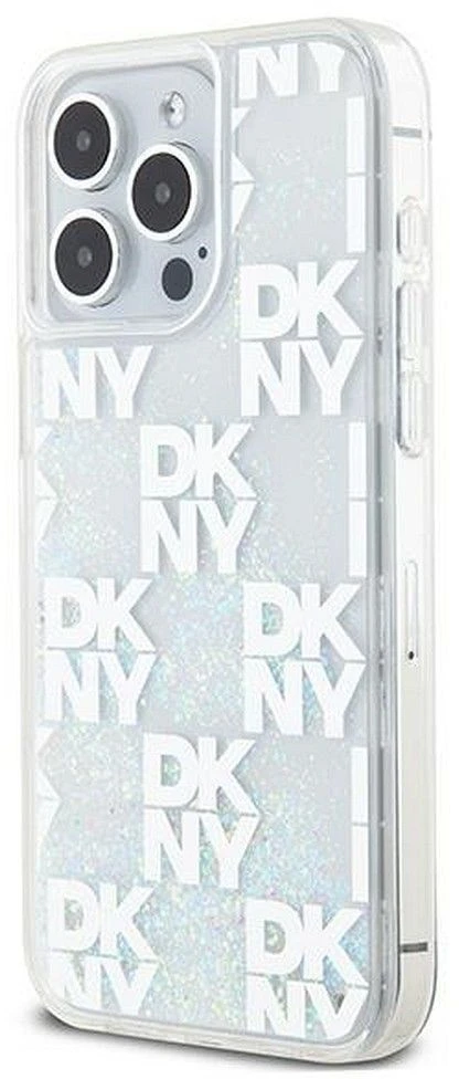 iPhone 15 Pro Max DKNY dėklas Liquid Glitter Big Logo (DKHCP15XLCPEPT) baltos spalvos