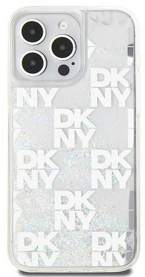 iPhone 15 Pro Max DKNY dėklas Liquid Glitter Big Logo (DKHCP15XLCPEPT) baltos spalvos