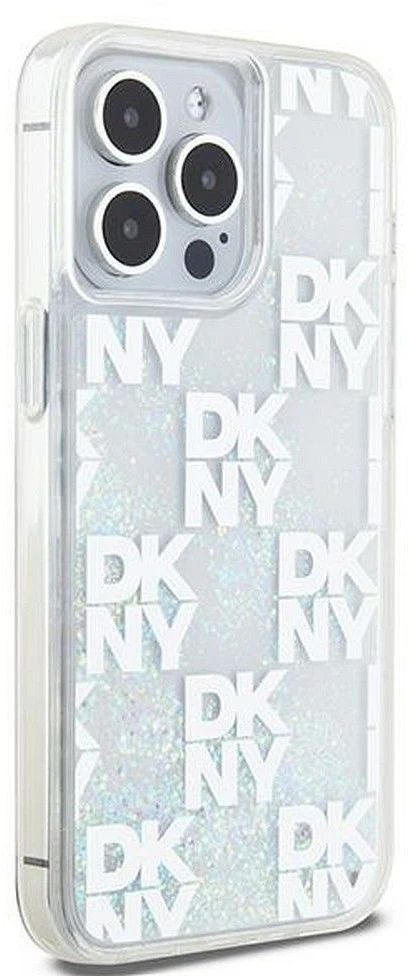 iPhone 15 Pro Max DKNY dėklas Liquid Glitter Big Logo (DKHCP15XLCPEPT) baltos spalvos