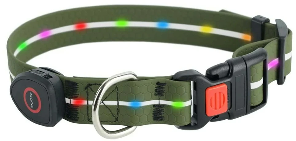 Tamsiai žalias LED signalinis antkaklis šunims