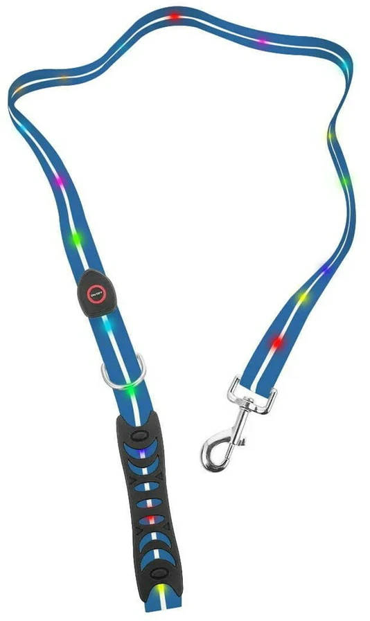 Mėlyna DOGGY VILLAGE Signal pavadėlis MT7118 mėlynas - LED dog pavadėlis - 1.2 m