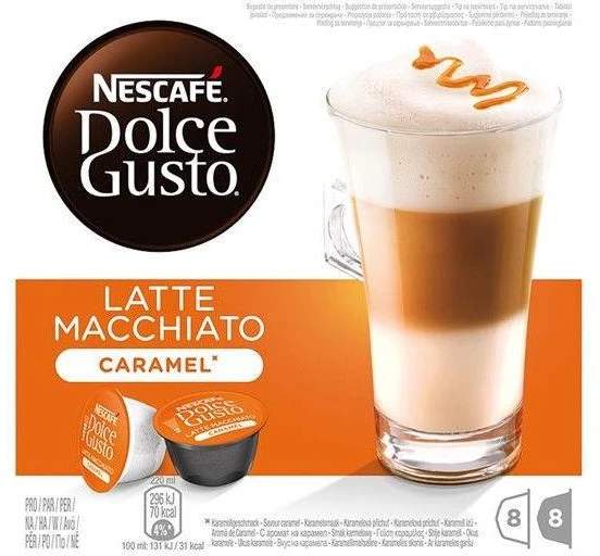 Nescafe Kavos kapsulės DOLCE GUSTO LATTE MACCHIATO CARAMEL, 8+8 vnt.