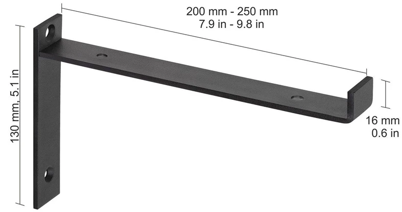 Lentynos laikiklis Dolle Lip, 260×130 mm, juoda