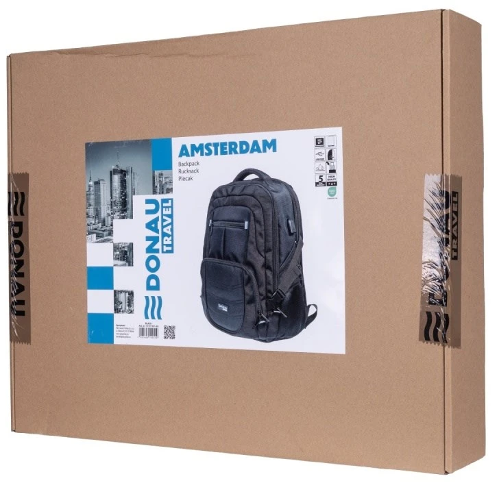DONAU TRAVEL Amsterdam Nešiojamas kompiuteris backpack 17" 35 l USB + cable juodas