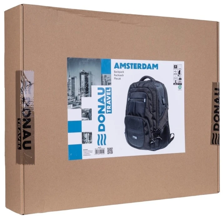 DONAU TRAVEL Amsterdam Nešiojamas kompiuteris backpack 17" 35 l USB + cable juodas