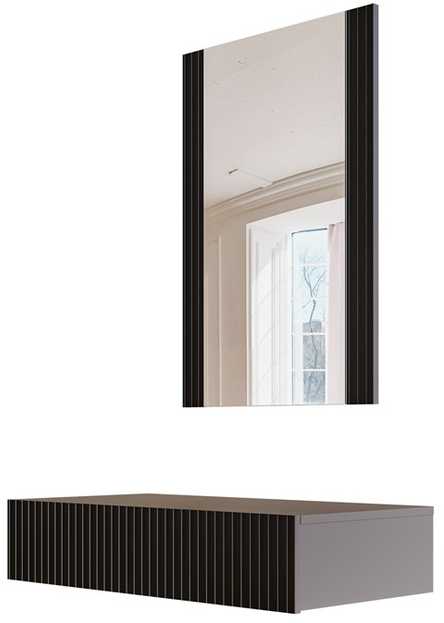 Cama Meble Tualetinis staliukas su veidrodžiu PAFOS 80x41.6x100 matinis juodas