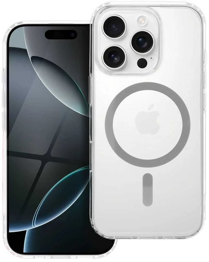 OEM dėklas, skirtas „iPhone 17 Pro Max / 18 Pro Max“ (žemas kameros kraštas), „Drop Glue“ spalvotas žiedinis „MagSafe“ dėklas, suderinamas su pilka spalva.