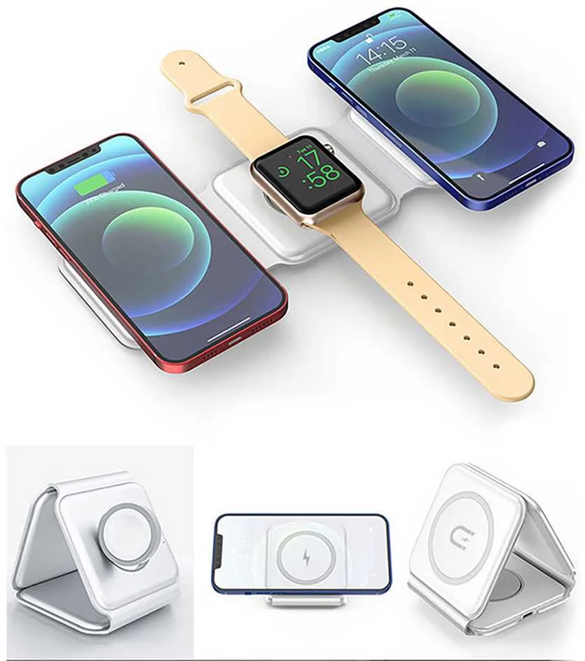 Įkroviklis indukcinė 3w1 Dudao A11N 15W - balta + kabelis USB-C / USB-C