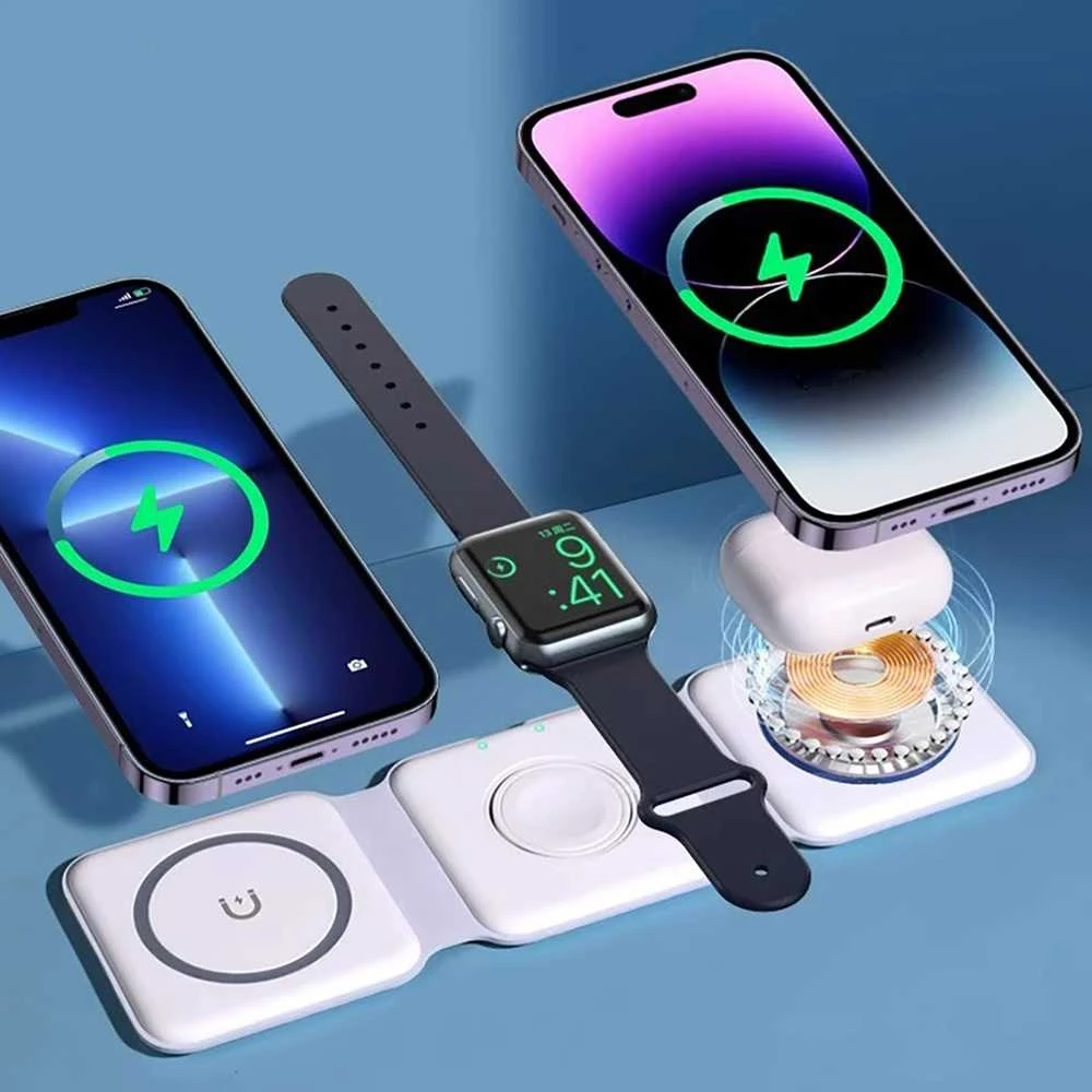 Įkroviklis indukcinė 3w1 Dudao A11N 15W - balta + kabelis USB-C / USB-C