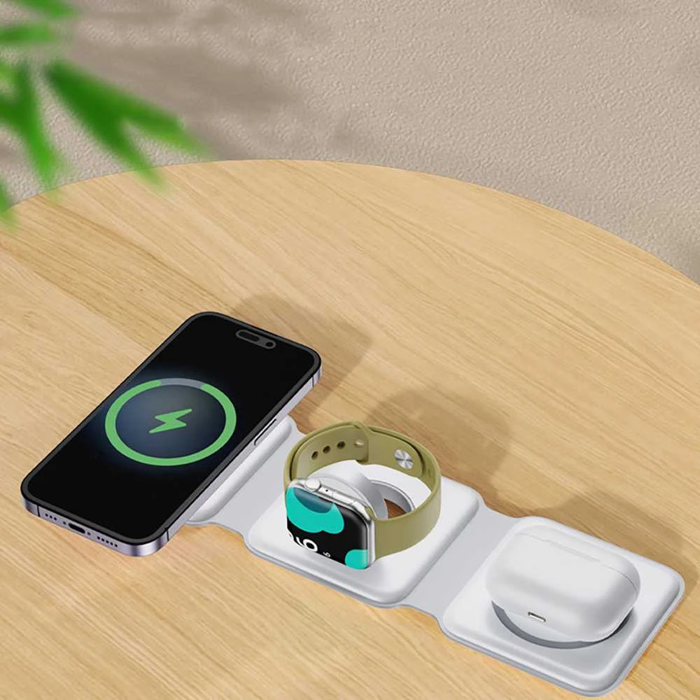Įkroviklis indukcinė 3w1 Dudao A11N 15W - balta + kabelis USB-C / USB-C