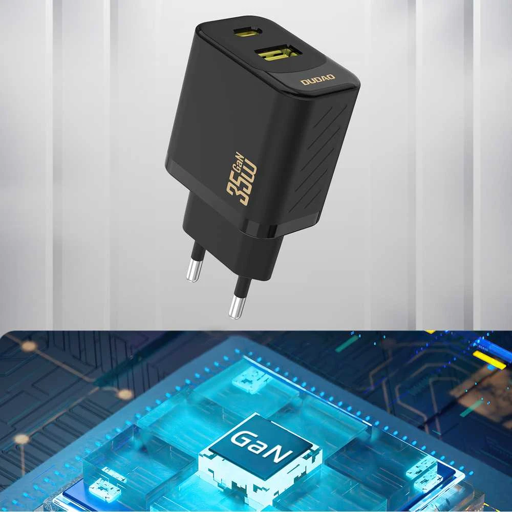 Dudao A27 MaxC 35W laidinis įkroviklis + USB-C kabelis – juodos spalvos