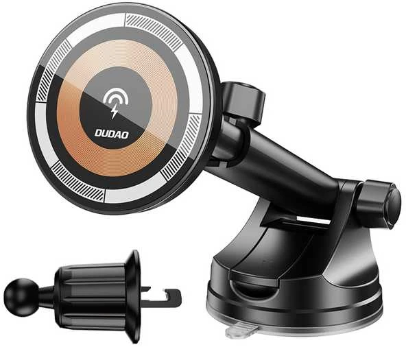 Dudao F12MAX+ automobilio laikiklis su 15 W belaidžiu įkrovikliu, suderinamas su „Magsafe“ – juodas