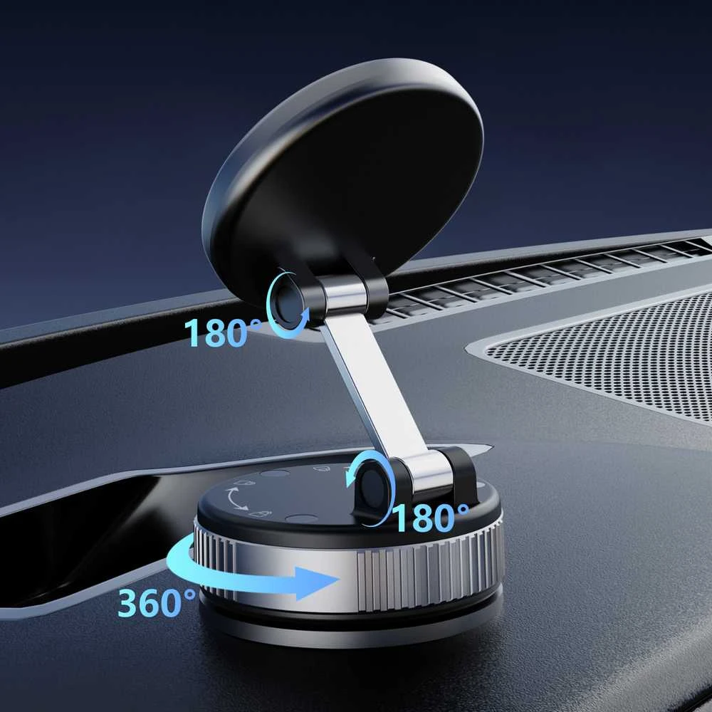 Dudao F24PRO „MagSafe“ suderinamas automobilio laikiklis su siurbtuku, skirtas priekiniam stiklui arba prietaisų skydeliui - Juodas