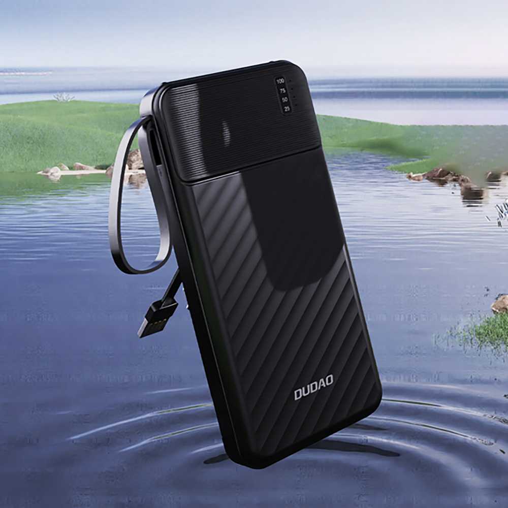 Dudao K11 10000mAh Powerbank with Built-in Cables - Juodas