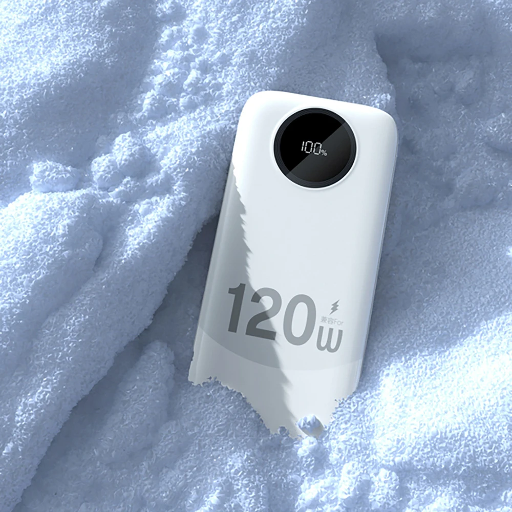 Dudao K13 10000mAh išorinė baterija su įmontuotu laidu – balta