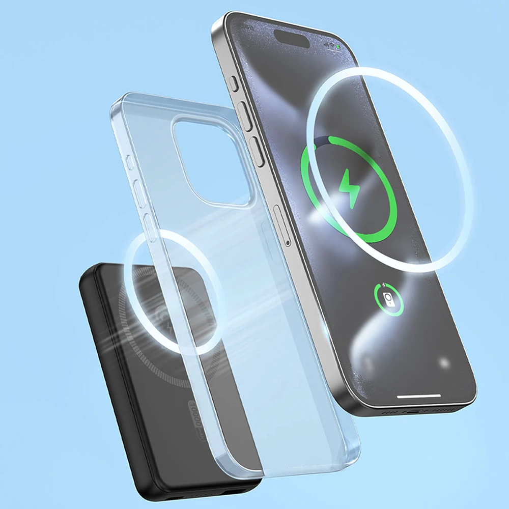 Dudao K14S magnetinė išorinė baterija 20W 5000mAh 1x USB-A 1x USB-C - Juodas