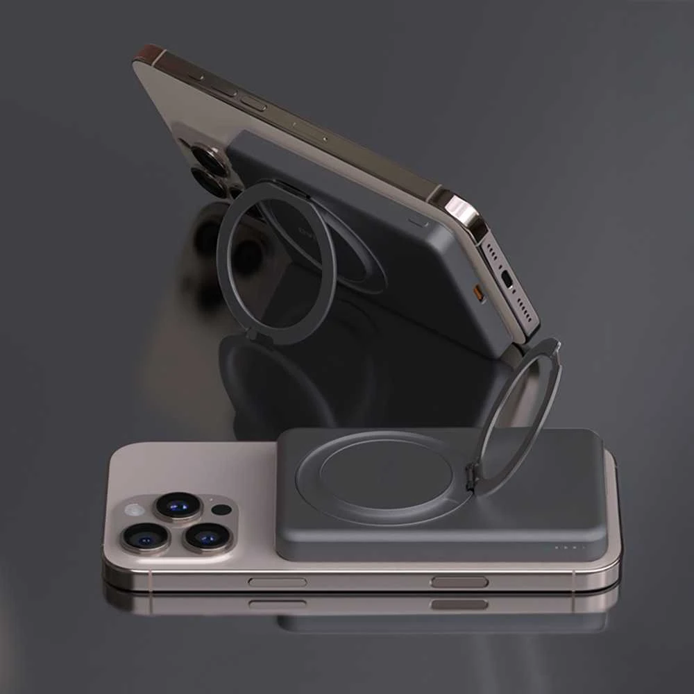 Dudao K28S 20W PD 5000mAh Powerbank su MagSafe is stoveliu – pilkos spalvos