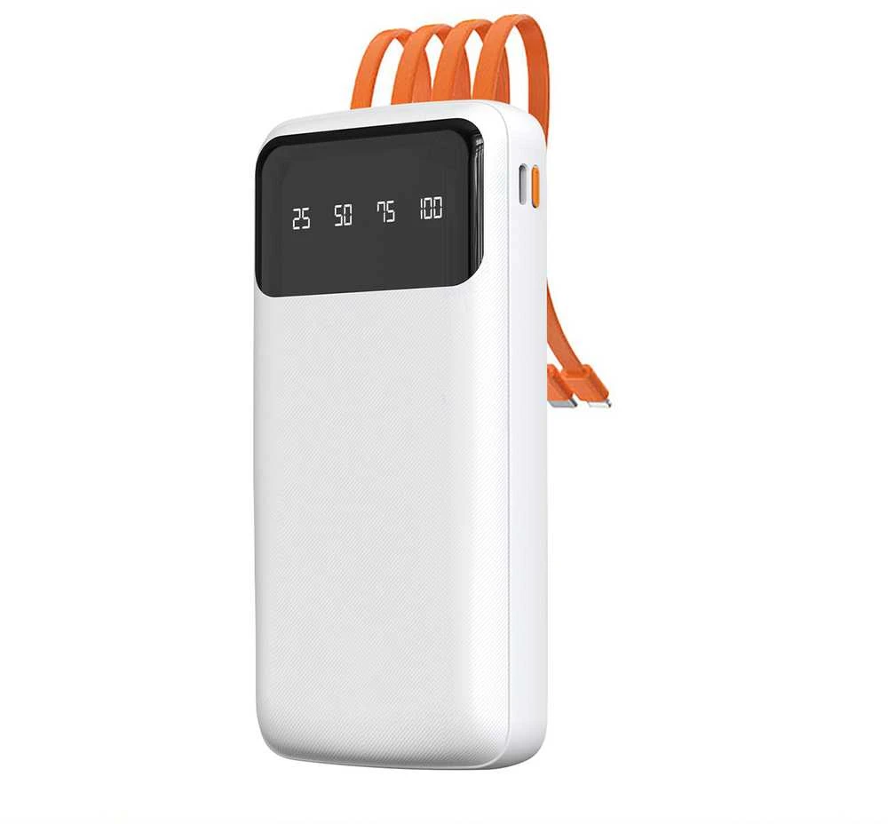 Dudao K6Pro Universal 10000mAh Power Bank su USB kabeliu, USB Type C, Lightning baltos spalvos (K6Pro-baltos spalvos)