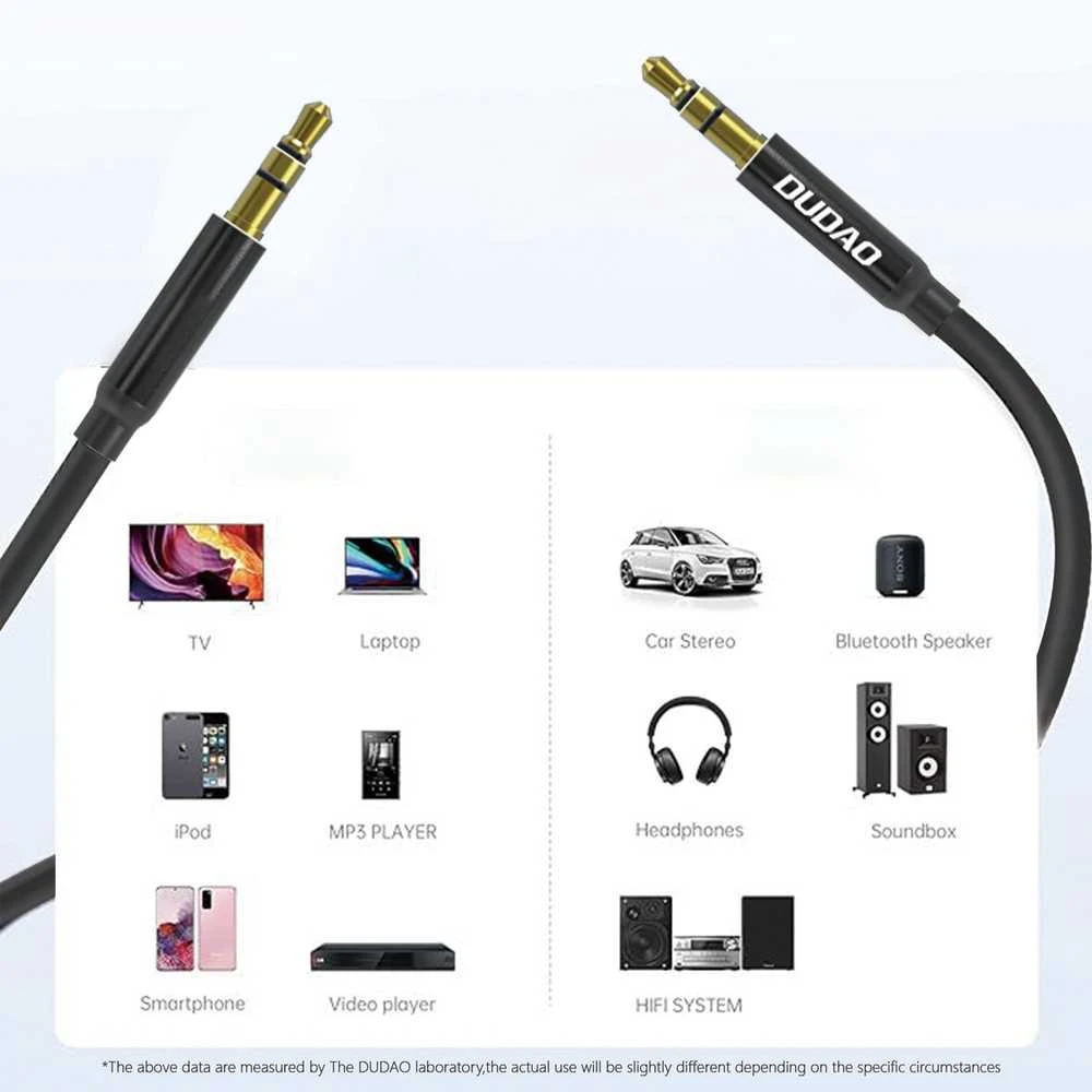 Dudao L12S AUX kabelis mini jack 3.5mm 1m 3-pole stereo – juodos spalvos