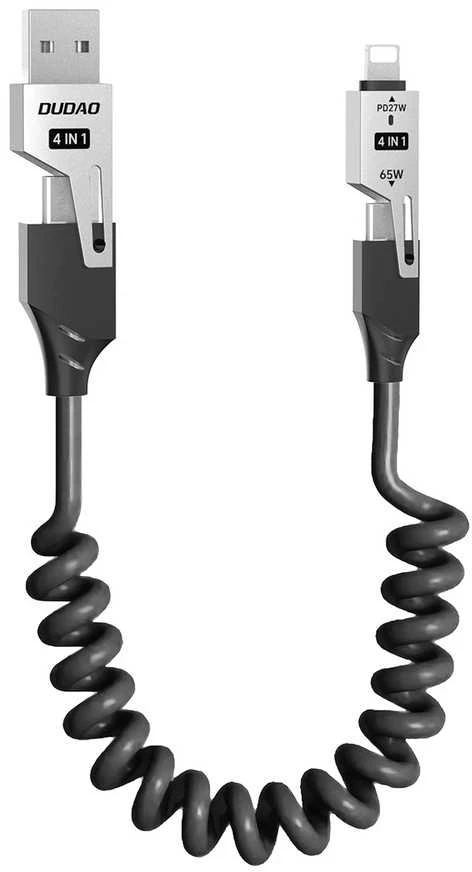 Dudao L20 Pro 4-in-1 USB-A / USB-C – Lightning / USB-C kabelis – juodos spalvos