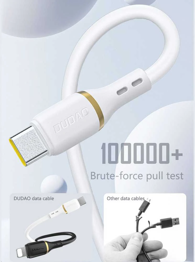 Dudao L25T USB-A - USB-C Silicone Cable 5A 1m - Baltas