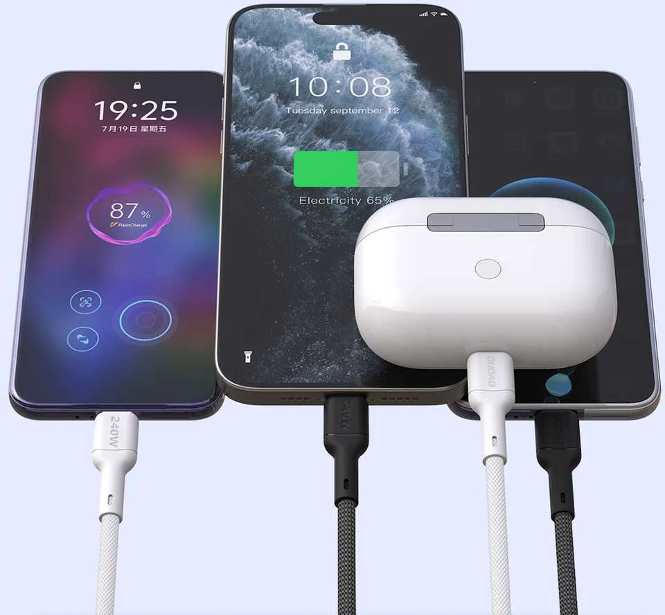 Dudao L9C Max 240W PD USB-C - USB-C 2m Cable - Juodas