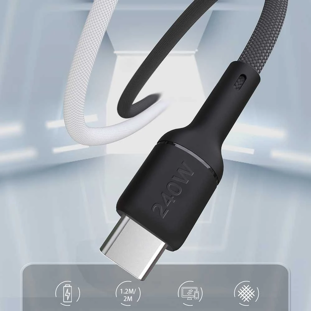Dudao L9C Max 240W PD USB-C – USB-C 2m Cable – Juodas