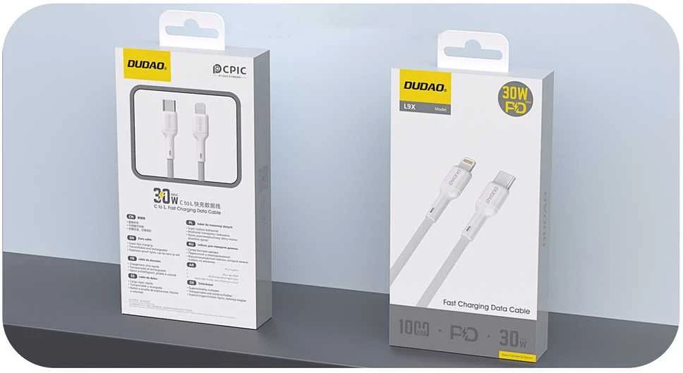 Dudao L9X 30W USB-C – Lightning kabelis 2m – baltos spalvos