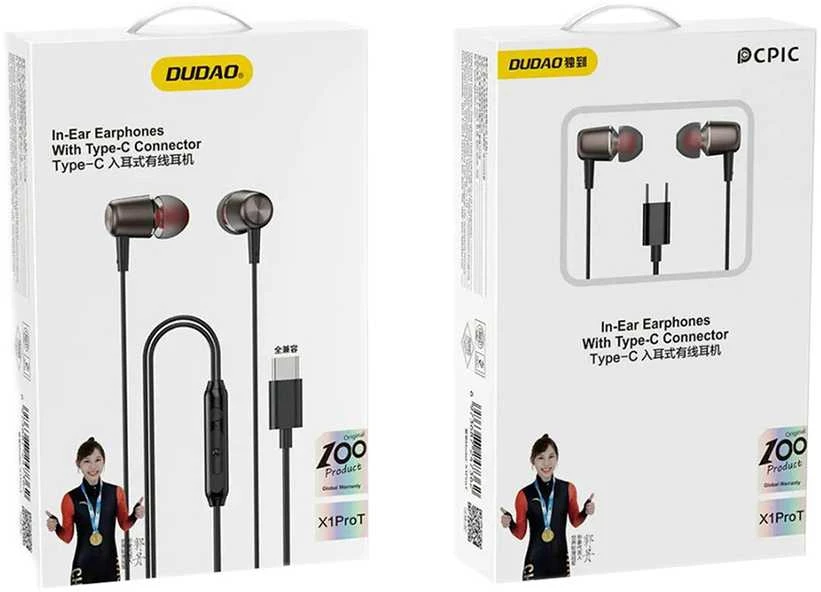 Dudao X1PROT In-Ear Wired USB-C Headphones 1.2 m - Juodas