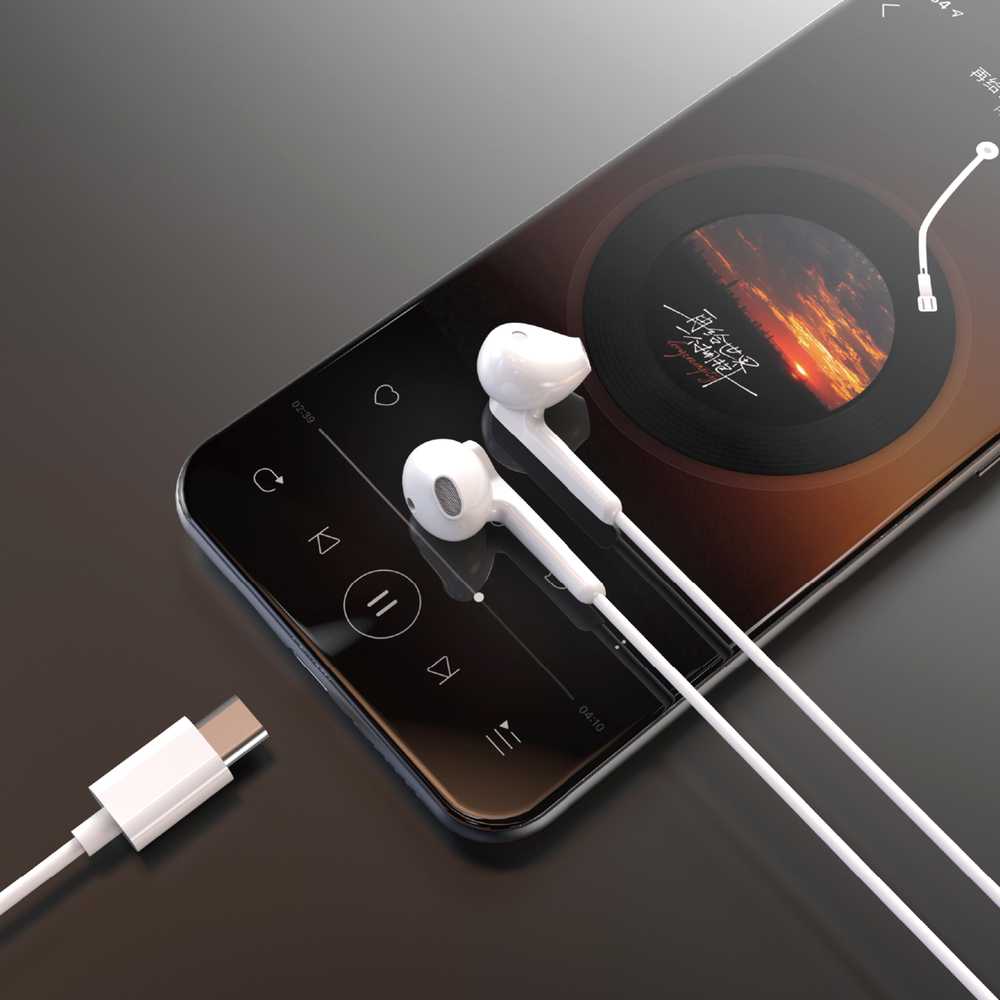 Dudao X3C į ausis įkišamos su laidu USB-C ausinės 1.2m - baltos spalvos