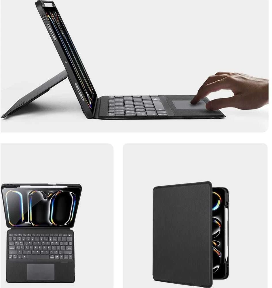 DUX DUCIS dėklas DK sulankstomas su belaide klaviatūra iPad Pro 13 (2024) juodas
