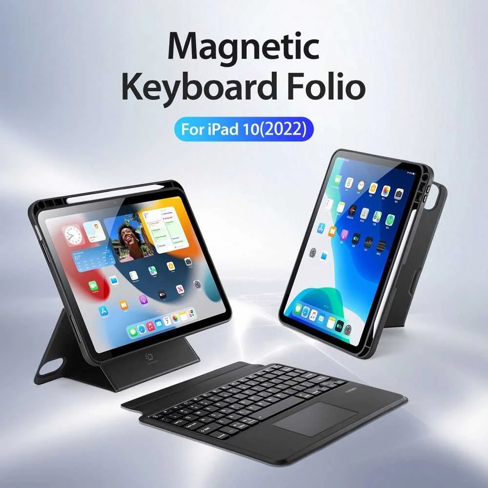 Dux Ducis DK Series dėklas su Bluetooth klaviatūra Apple Apple iPad 10 (2022) - juodos spalvos