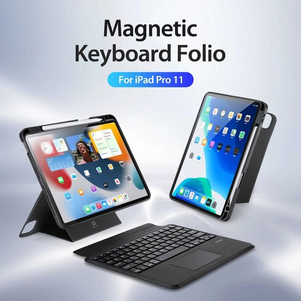 DUX DUCIS dėklas DK sulankstomas su belaide klaviatūra iPad 4/5/6/iPad Pro 11 (2018/2020/2021/2022) juodas