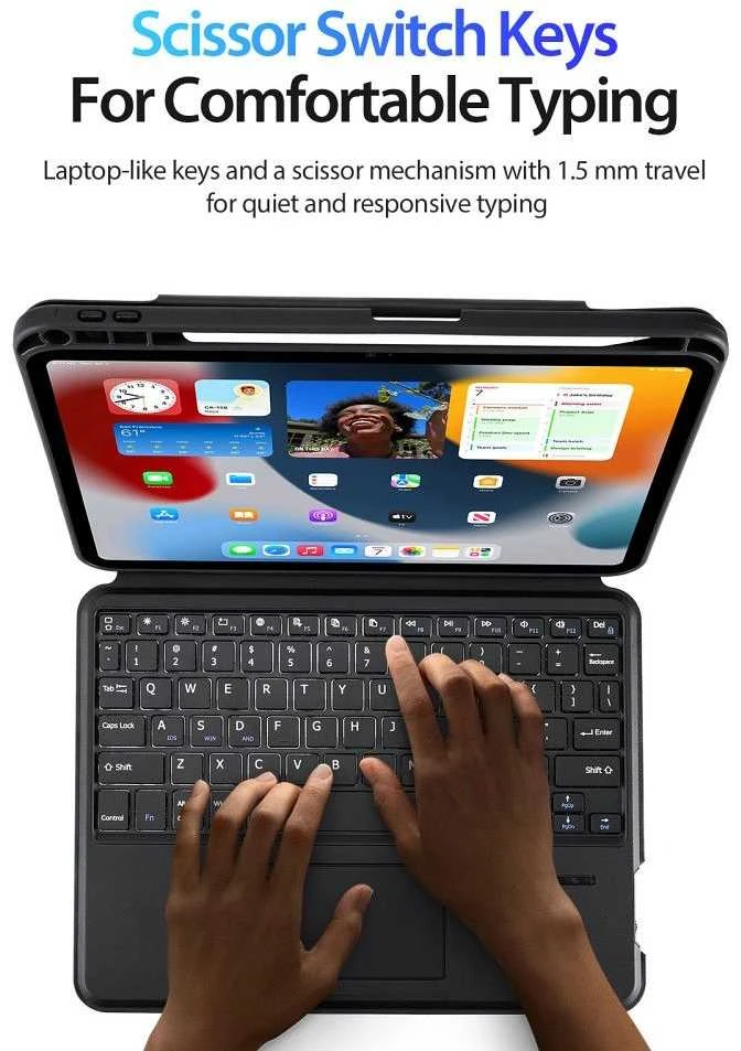 Dux Ducis DK Series dėklas su Bluetooth klaviatūra Apple Apple iPad 10 (2022) - juodos spalvos