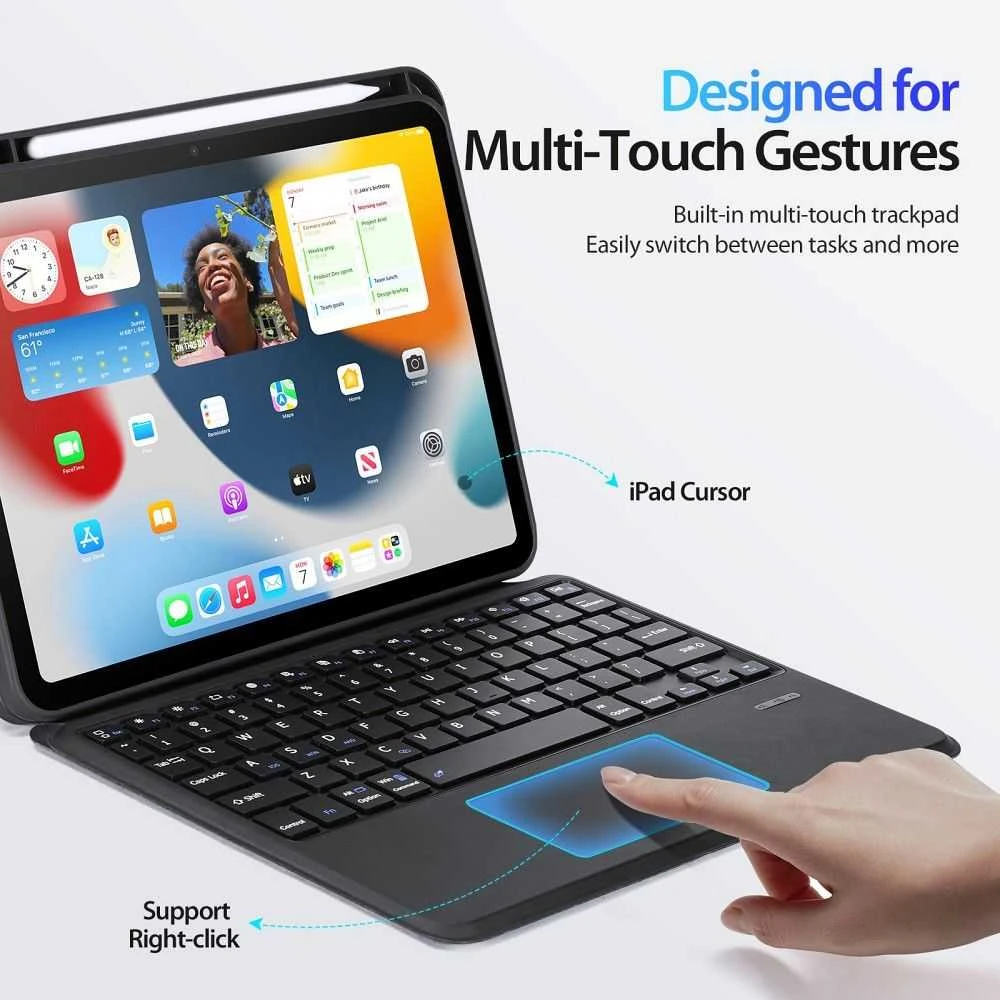 Dux Ducis DK Series dėklas su Bluetooth klaviatūra Apple Apple iPad 10 (2022) - juodos spalvos