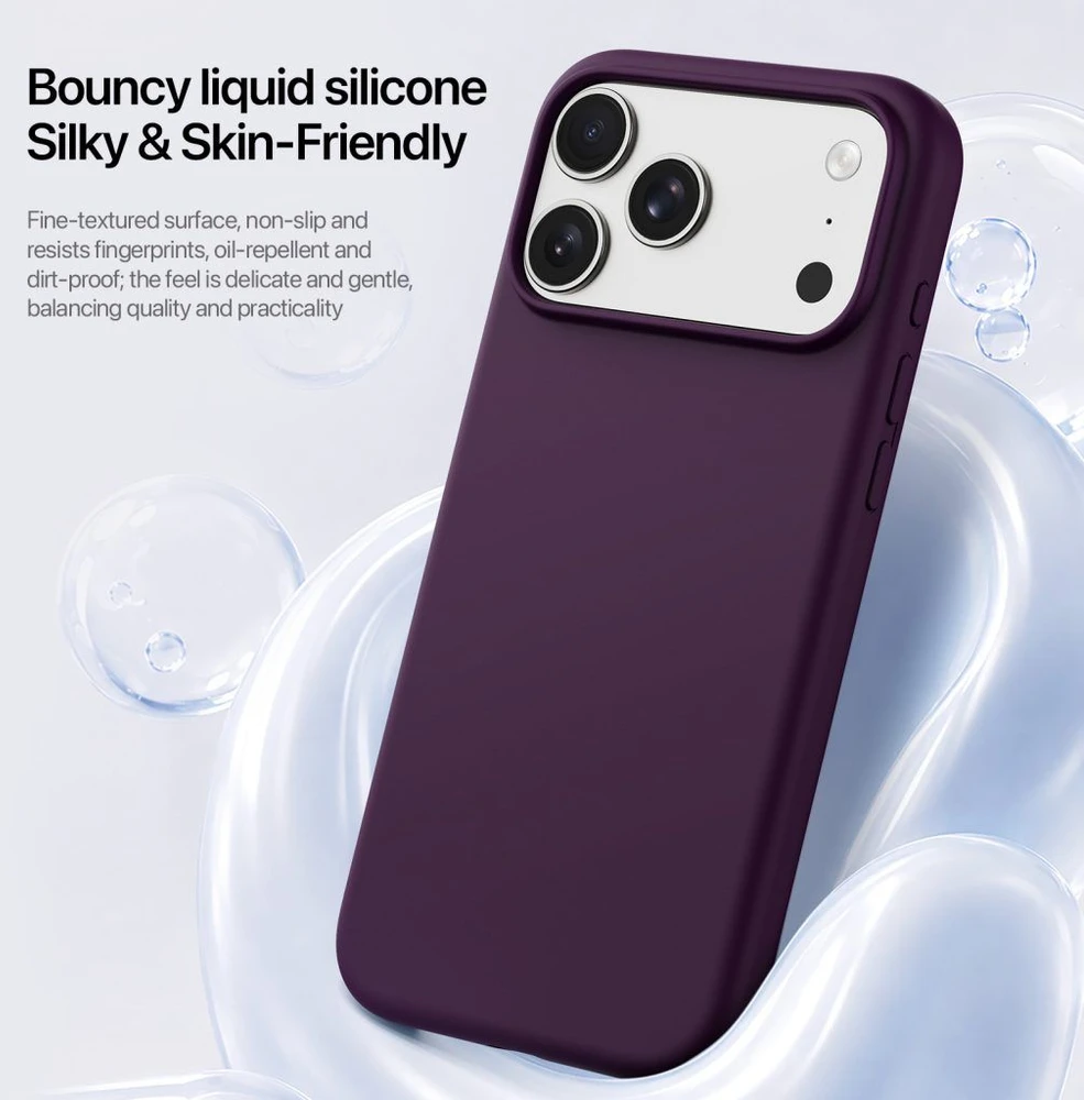 Dėklas DUX DUCIS case PIEL LIQUID SILICONE compatible with MagSafe for iPhone 18 Pro/17 Pro burgundy