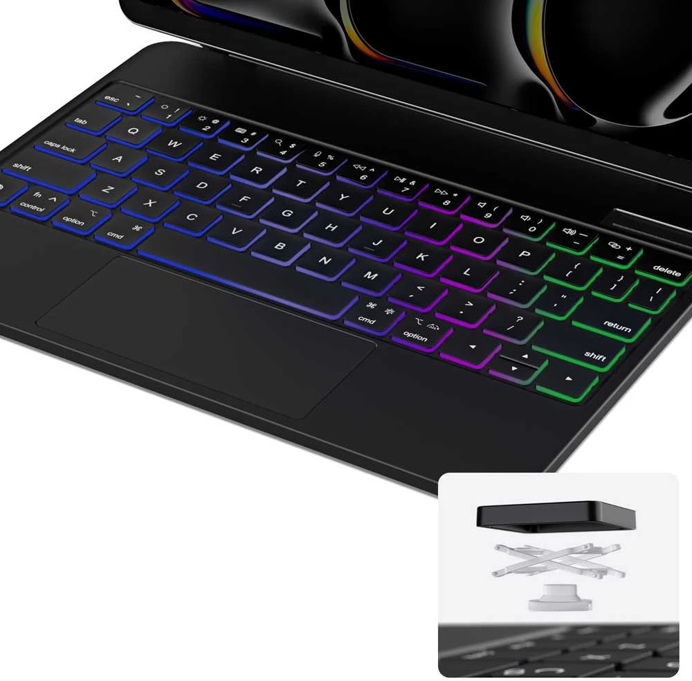 Dux Ducis Keyboard (MK Series) Dėklas with Bluetooth Keyboard skirtas iPad Pro 11″ 2024 – juodos spalvos
