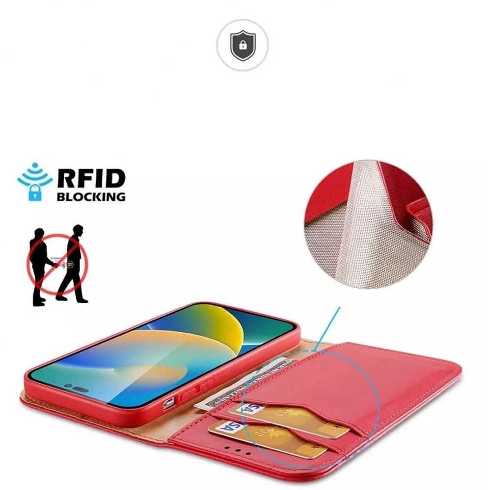 Dux Ducis LEADER LEADER piniginės dėklas HIVO, skirtas IPHONE 15 Pro raudonas