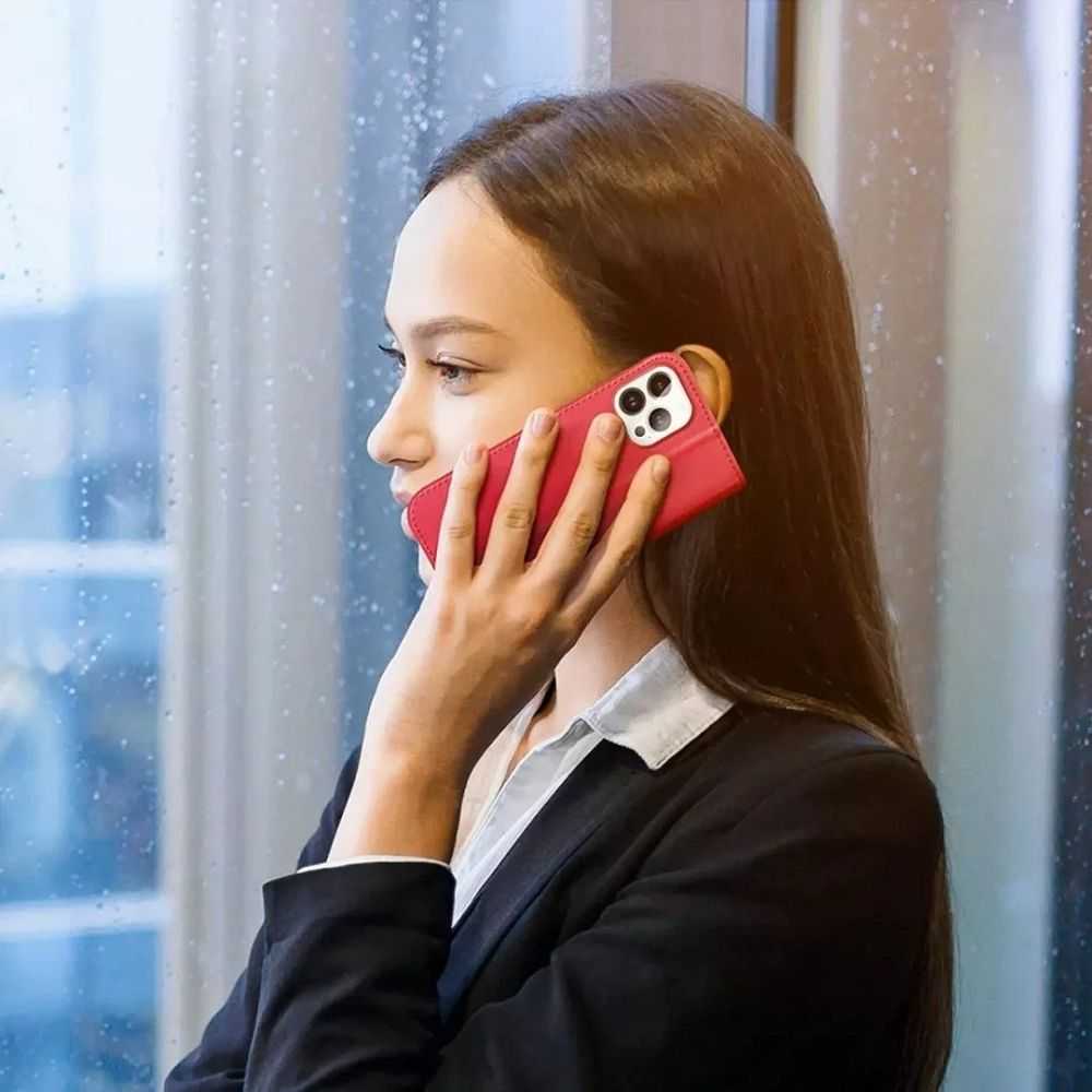 Dux Ducis LEADER LEADER piniginės dėklas HIVO, skirtas IPHONE 15 Pro raudonas