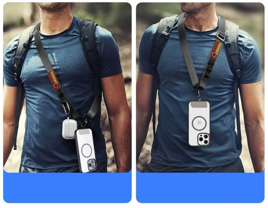 Dėklas DUX DUCIS Outdoor Cross Body - cross-body telefono dirželis - juodas