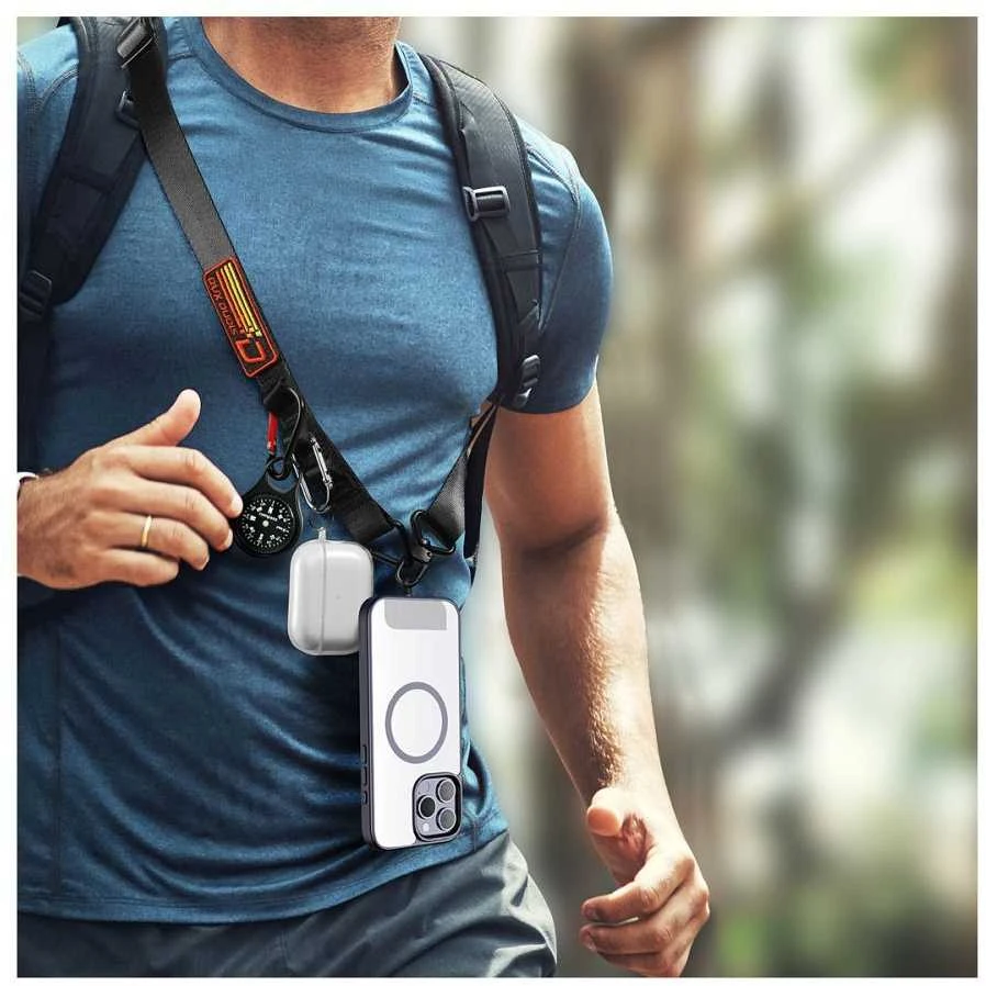 Dėklas DUX DUCIS Outdoor Cross Body - cross-body telefono dirželis - juodas