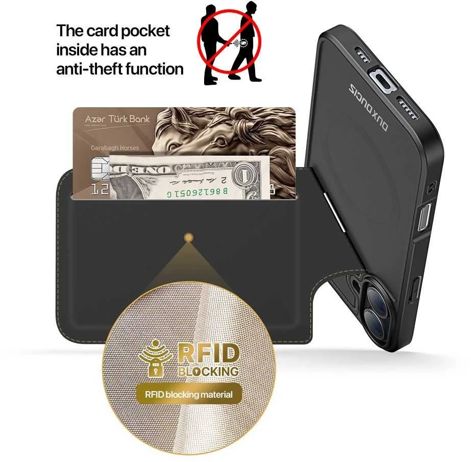 Dux Ducis Rafi II Mag Safe dėklas, skirtas iPhone 16 - juodas