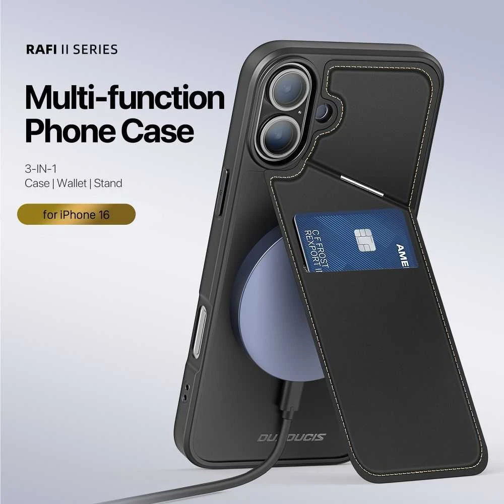 Dux Ducis Rafi II Mag Safe dėklas, skirtas iPhone 16 - juodas