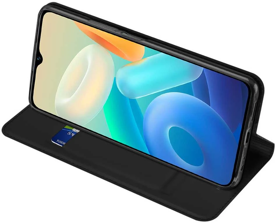 Dux Ducis Skin Pro Vivo Y16 / Y02s wallet atverčiamas dėklas telefonui juodos spalvos