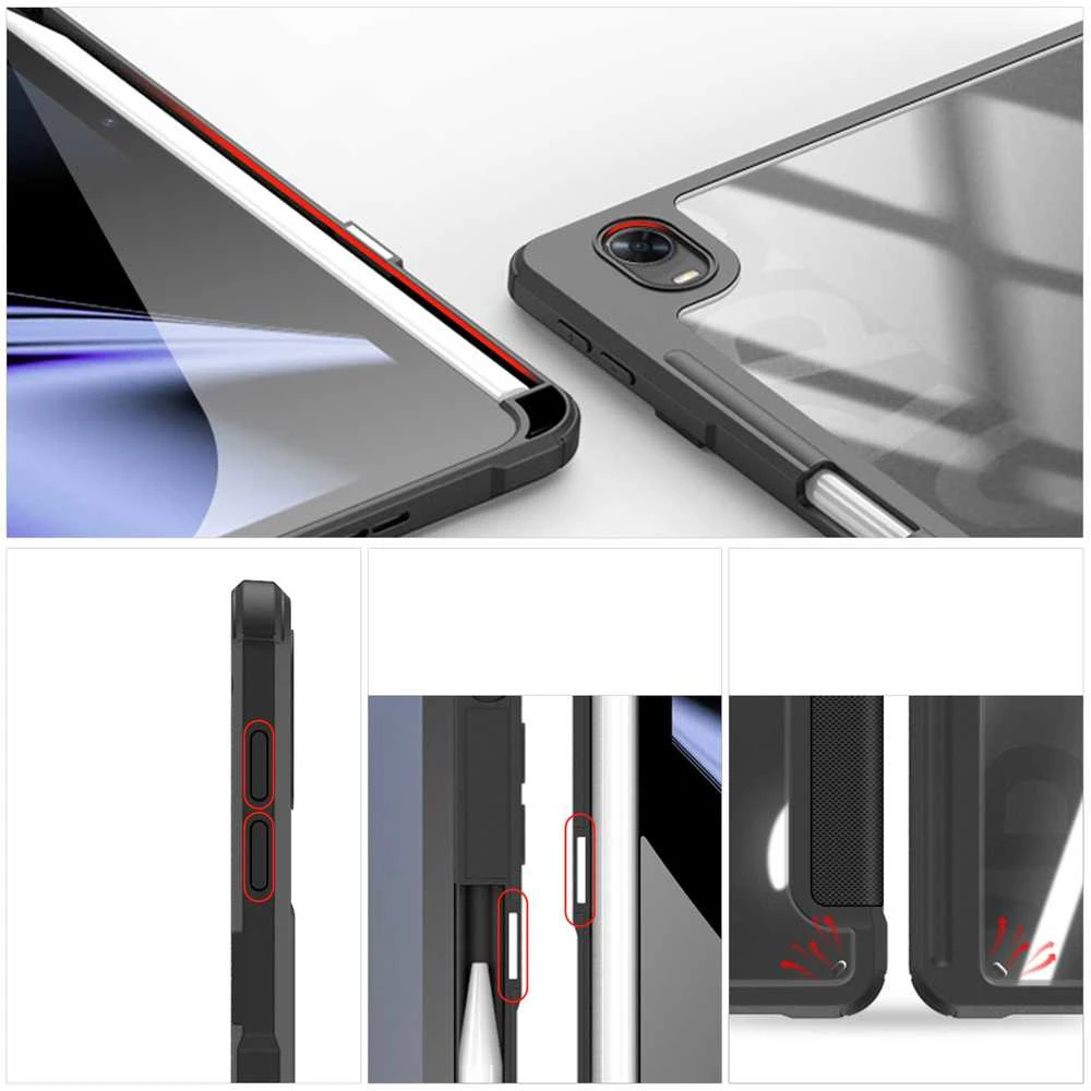 Dux Ducis Toby Armored Flip Smart Oppo Pad with Stylus Holder dėklas planšetiniam kompiuteriui juodos spalvos