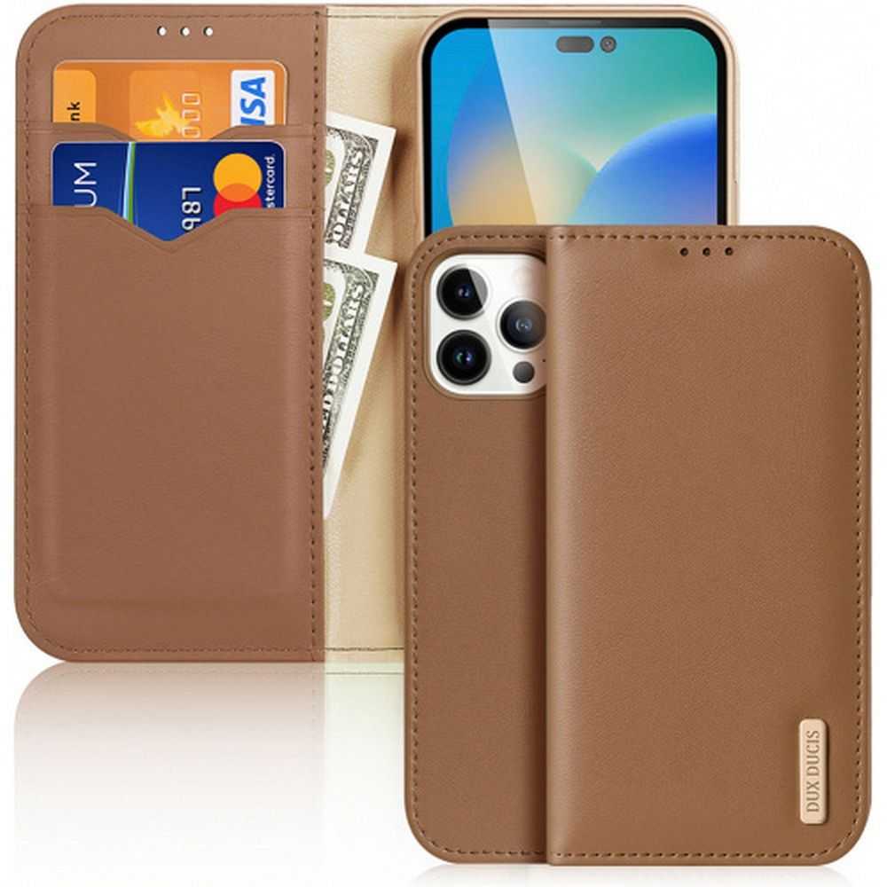 Dux Ducis LEADER LEADER piniginės dėklas HIVO, skirtas IPHONE 15 Pro ruda