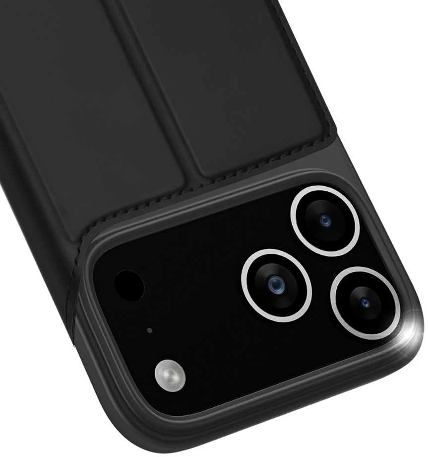 Dux Ducis Skin Pro dėklas skirtas Apple iPhone 17 Pro Max su Flip and Card Slot – juodos spalvos