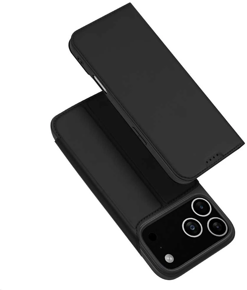 Dux Ducis Skin Pro dėklas skirtas Apple iPhone 17 Pro su Flip and Card Slot – juodos spalvos