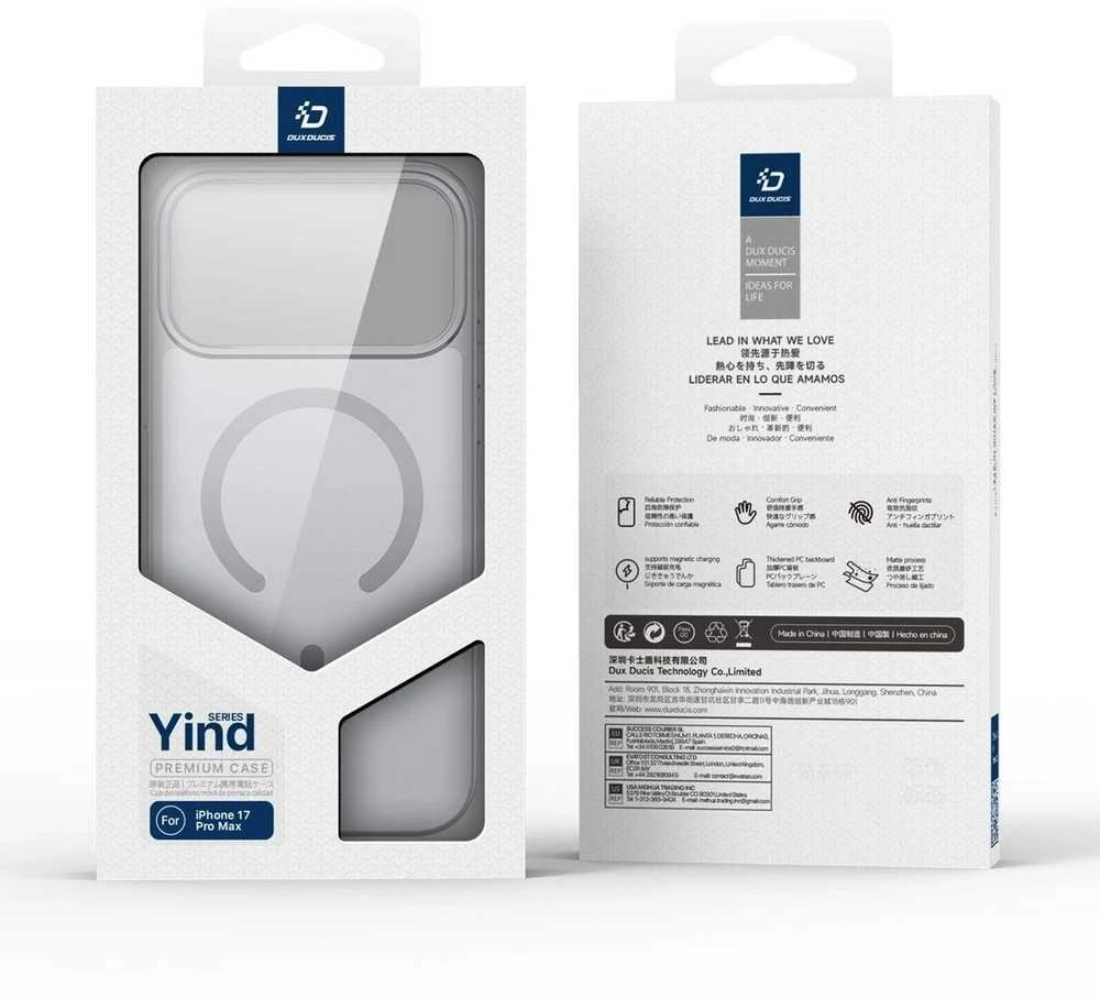 Dux Ducis Yind Apple iPhone 17 Pro Dėklas suderinamas su MagSafe – pilkos spalvos